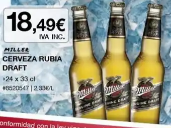 Costco Miller Cerveza Rubia Draft 24 x 33 cl oferta
