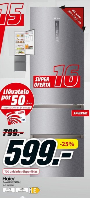 MediaMarkt Haier Combi A3FE737CGJ oferta