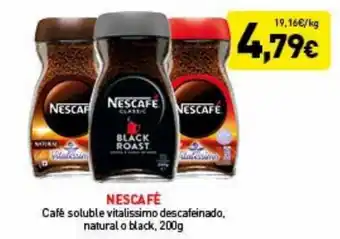 Hiperber Nescafé Café Soluble Vitalissimo Descafeinado, Natural o Black, 200 g oferta