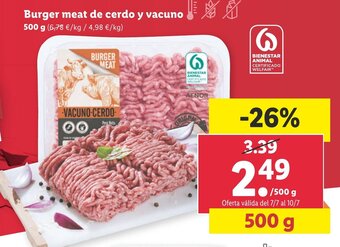 Lidl Burger Meat de Cerdo y Vacuno 500 g oferta