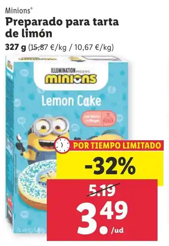 Lidl Minions® Preparado Para Tarta de Limón 327 g oferta