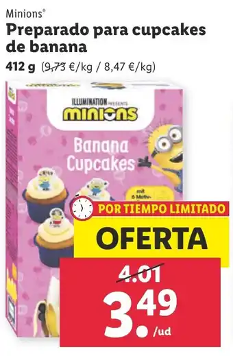 Lidl Minions Preparado Para Cupcakes de Banana 412 g oferta
