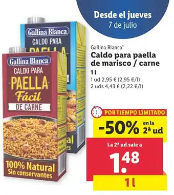 Lidl Gallina Blanca Caldo para paella de marisco/carne 1 l oferta