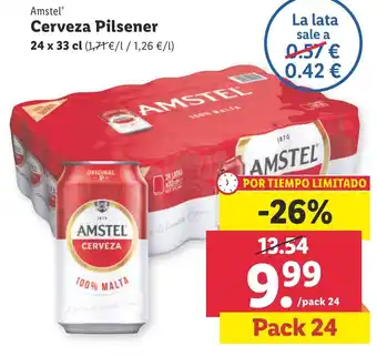 Lidl Amstel Cerveza Pilsener 24 x 33 cl pack 24 oferta