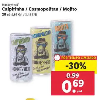 Lidl Monkeyhead Caipirinha/Cosmopolitan/Mojito 20 cl oferta