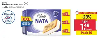 Lidl Gelatelli Sándwich sabor nata 10 x 55 g oferta