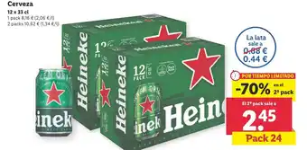 Lidl Heineken Cerveza 12 x 33 cl Pack 24 oferta