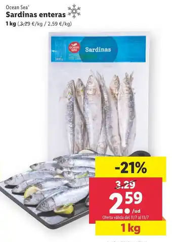 Lidl Ocean Sea Sardinas enteras 1 kg oferta