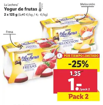 Lidl La Lechera Yogur de frutas 2 x 125g oferta