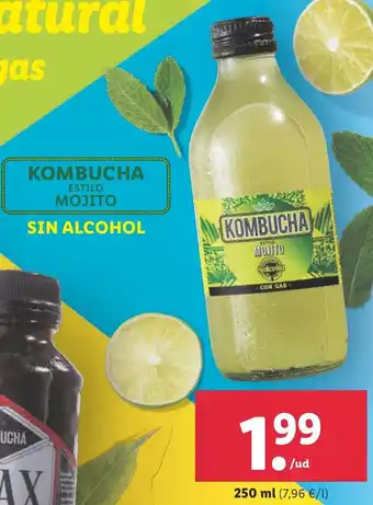 Lidl Kombucha Estilo Mojito Sin Alcohol 250ml oferta