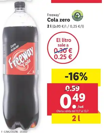 Lidl Freeway Cola Zero 2L oferta