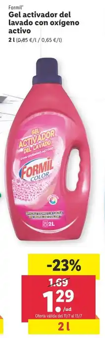 Lidl Formil Gel activador del lavado con oxígeno activo 2 L oferta