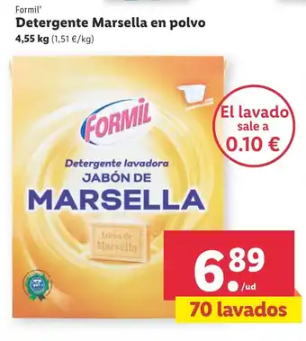 Lidl Formil Detergente Marsella en polvo 4,55 kg 70 lavados oferta
