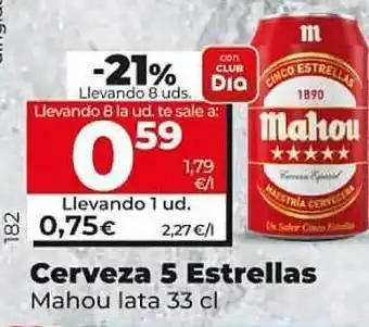 La Plaza de DIA Cerveza 5 Estrellas Mahou Lata oferta