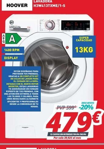 Mi electro Hoover lavadora h3w413txme/1-s oferta