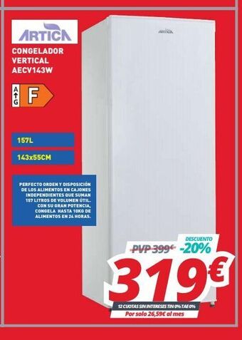 Mi electro Artica congelador vertical aecv143w oferta