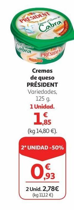Alcampo Crema de queso président oferta