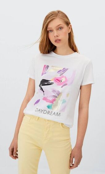 Stradivarius Camiseta grafico foil oferta