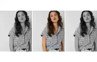 Roberto Verino Camisa manga caída estampada geométrica azules oferta