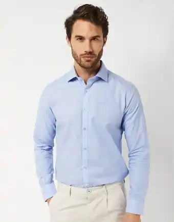 Roberto Verino Camisa sport slim fit pata de gallo celeste oferta
