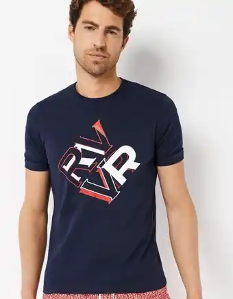 Roberto Verino Camiseta marina logo relieve blanco/rojo oferta