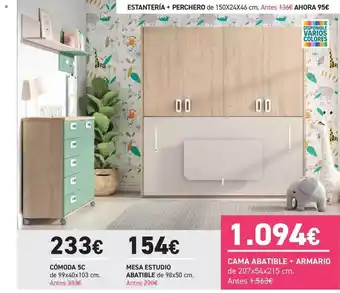 Merkamueble Cómoda 5c, Mesa Estudio Abatible oferta
