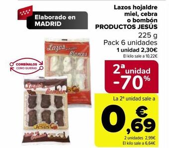 Carrefour Lazos de hojaldre miel, cebra o bombón productos jesús oferta