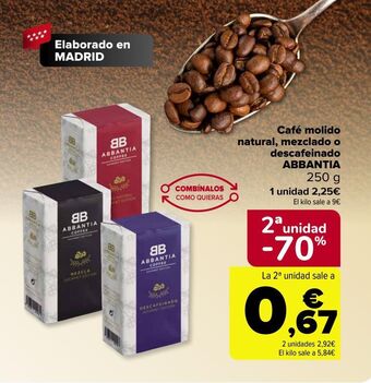 Carrefour Café molido natural, mezclado o descafeinado abbantia oferta