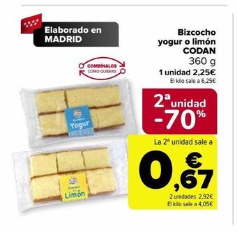 Carrefour Bizcocho yogur o limón codan oferta