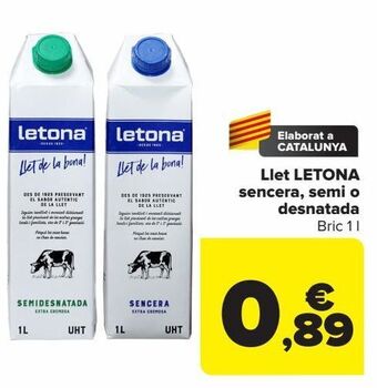 Carrefour Llet letona sencera, semi o desnatada oferta