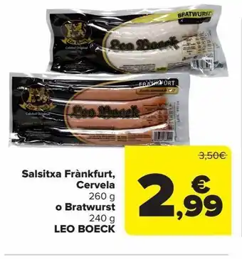 Carrefour Salsitxa frànkfurt, cervela o bratwurst leo boeck oferta