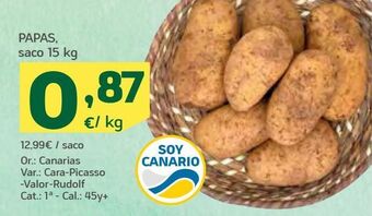 HiperDino Papas saco 15 kg oferta