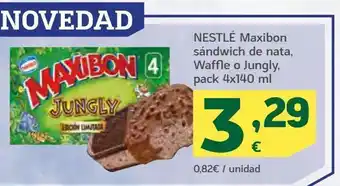 HiperDino Nestlé maxibon sándwich de nata, waffle o jungly, pack 4 oferta