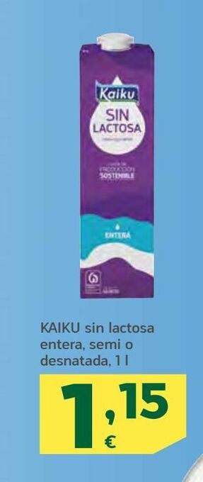 HiperDino Kaiku sin lactosa entera, semi o desnatada oferta