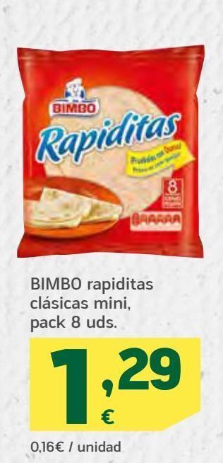 HiperDino Bimbo rapiditas clásicas mini, pack 8 oferta