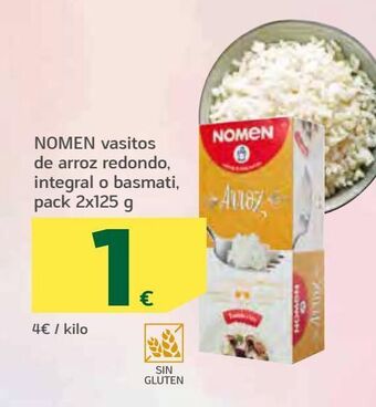 HiperDino Nomen vasitos de arroz redondo, integral o basmati, pack 2 oferta