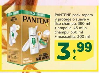 HiperDino Pantene pack repara y protege o suave y liso champú, + ampolla, o champú + mascarilla oferta