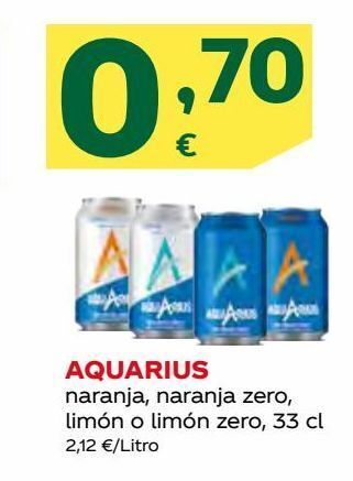 HiperDino Aquarius naranja, naranja zero, limón o limón zero oferta