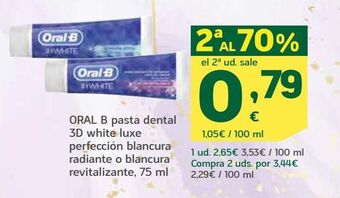 HiperDino Oral b pasta dental 3d white luxe perfección blancura radiante o blancura revitalizante oferta