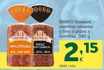HiperDino Bimbo oroweat semillas sésamo y lino o pipas y semillas oferta