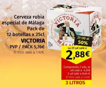 Maskom Supermercados Victoria Cerveza rubia especial de Málaga Pack de 12 botellas x 25 cl oferta