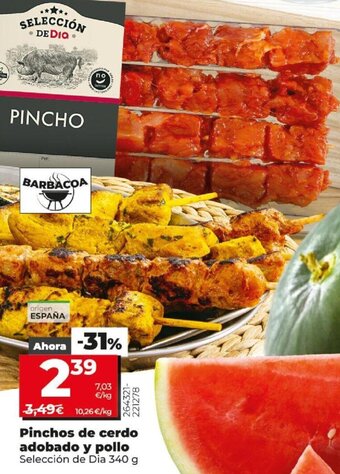 Dia Pinchos de cerdo adobado y pollo 340 g oferta