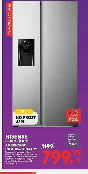 Worten Hisense Frigorífico Americano Inox Rs650n4ac2 oferta