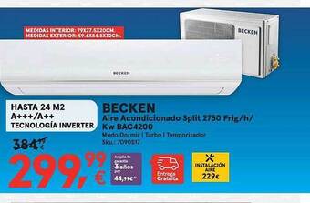 Worten Becken Aire Acondicionado Split 2750 Frig H Kw Bac4200 oferta