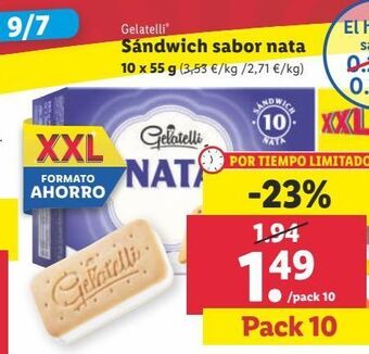 Lidl Helado sandwich gelatelli oferta