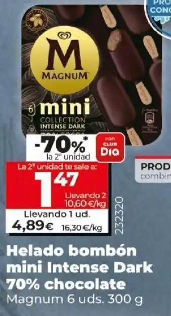 Dia Magnum mini Helado bombón Intense Dark 70% chocolate 6 uds. 300 g oferta