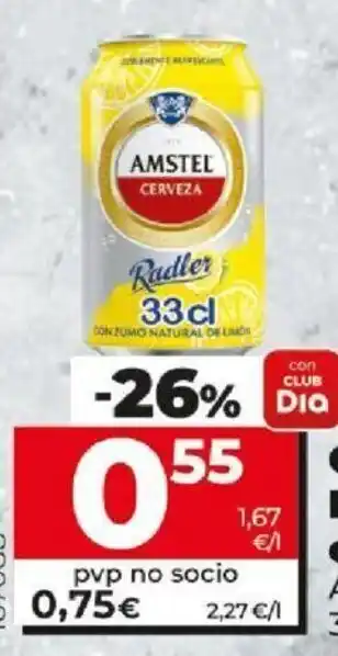 Dia Amstel Cerveza Radler con limón lata 33 cl oferta