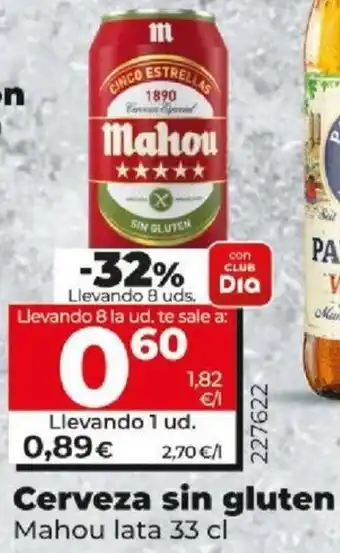 Dia Mahou Cerveza sin gluten lata 33 cl 1 ud. oferta