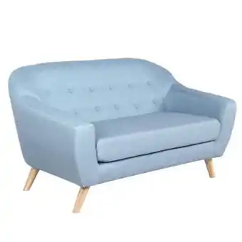 Centro Hogar Sanchez Sofá 2 plazas en poliéster azul celeste y madera mb-179932 oferta