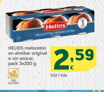 HiperDino Helios Melocotón En Almíbar Original O Sin Azúcar oferta